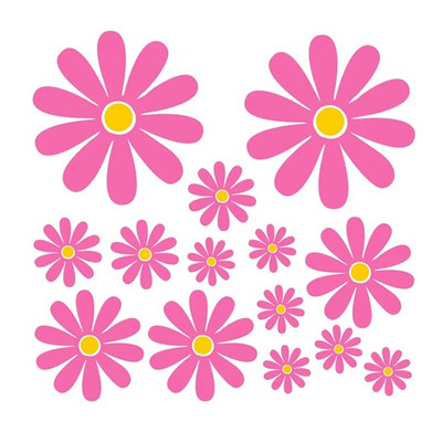 Auto Styling Daisy kleebiste komplekt 14 / Hipi lilledega autoakna kleebised Matkaauto lilledega kleebised Suv Surf sülearvuti kaunistus