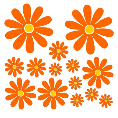 Auto Styling Daisy kleebiste komplekt 14 / Hipi lilledega autoakna kleebised Matkaauto lilledega kleebised Suv Surf sülearvuti kaunistus