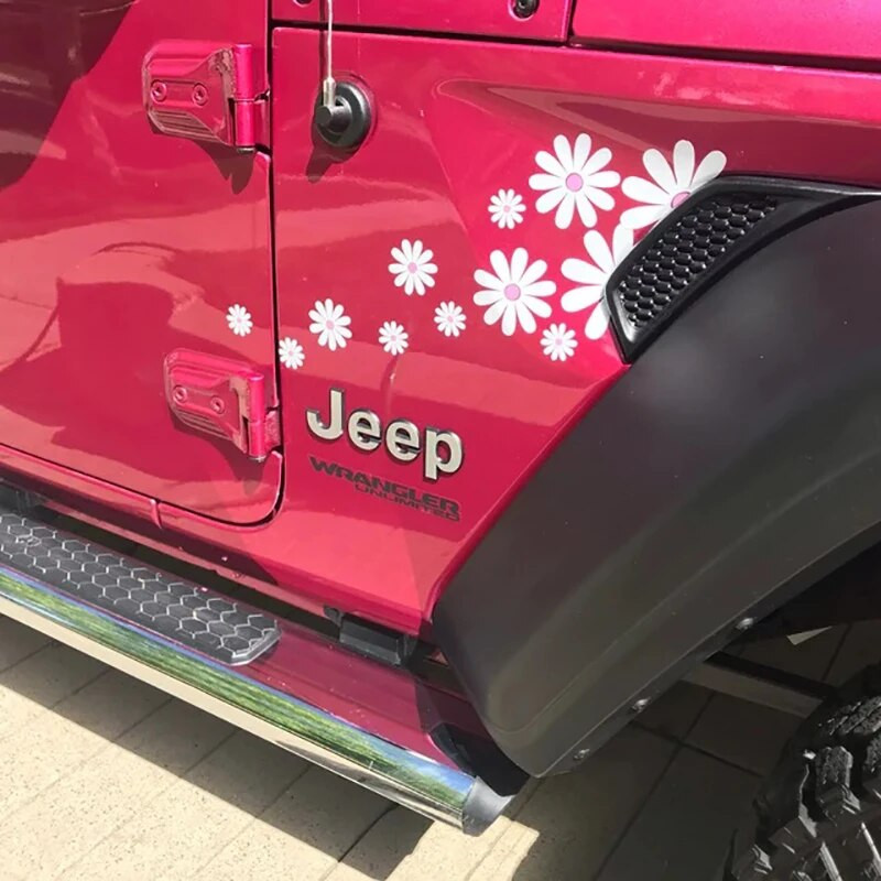 Auto Styling Daisy kleebiste komplekt 14 / Hipi lilledega autoakna kleebised Matkaauto lilledega kleebised Suv Surf sülearvuti kaunistus