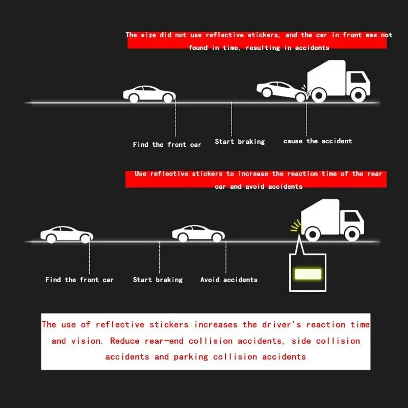 10gab 3*8cm automašīnas bufera atstarojošas uzlīmes atstarojoša brīdinājuma lente droša atstarotāja uzlīmes uzlīmes drošības brīdinājums