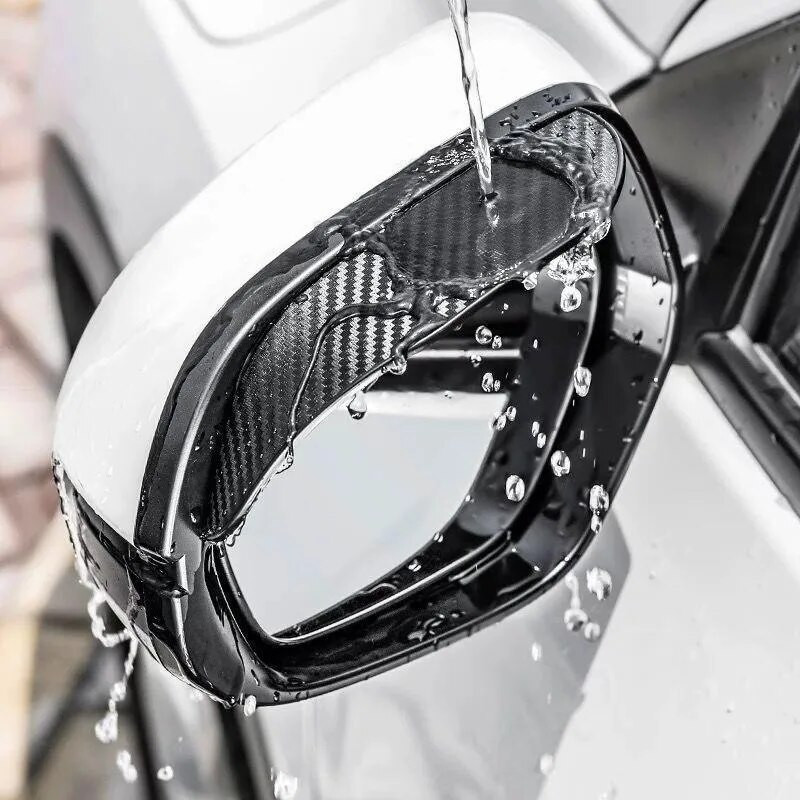 2tk auto tahavaatepeegel vihmakulmude visiir süsinikkiust tagantvaate päikesesirm vihmakindlad labad kleebis autodekoratsiooni tarvikud