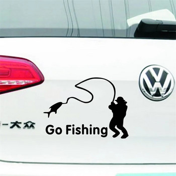 1 τεμ. Αυτοκόλλητο Go Fishing Car Ανακλαστική ταινία Αδιάβροχα αυτοκόλλητα αυτοκινήτου και αυτοκόλλητα για το πίσω παρμπρίζ