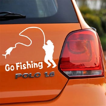 1 бр. Go Fishing Car Sticker Светлоотразителна лента Водоустойчиви автомобилни стикери и стикери за задно предно стъкло