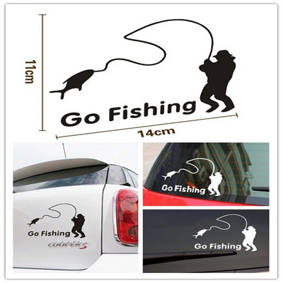 1 бр. Go Fishing Car Sticker Светлоотразителна лента Водоустойчиви автомобилни стикери и стикери за задно предно стъкло