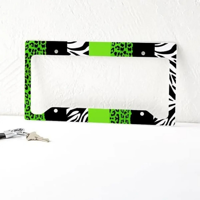 Green Animal Print Leopard Zebra numura zīmes turētājs Alumīnija numura zīmes rāmja licences zīmju turētājs