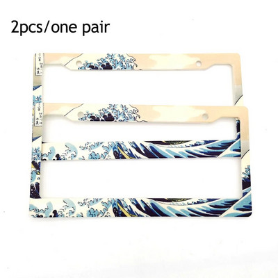 Uusim 2PCS JDM USA standardne ABS-auto numbrimärgi raam HKS Ukiyo-e Blue Wave Hokkaido dekoratsiooniauto numbrimärgi hoidjale