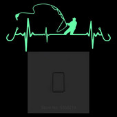 Heart Fishing Glow in the Dark Διακοσμητικό αυτοκόλλητο Φωτεινό αυτοκόλλητο αυτοκινήτου Αυτοκόλλητο βινυλίου Αστεία κινούμενα σχέδια για αγόρι Διακόσμηση τοίχου σπιτιού