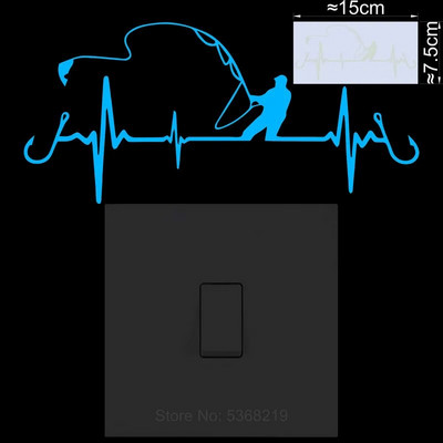Heart Fishing Glow in the Dark Διακοσμητικό αυτοκόλλητο Φωτεινό αυτοκόλλητο αυτοκινήτου Αυτοκόλλητο βινυλίου Αστεία κινούμενα σχέδια για αγόρι Διακόσμηση τοίχου σπιτιού