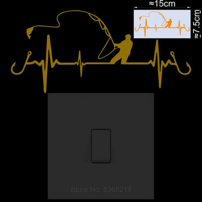 Heart Fishing Glow in the Dark Διακοσμητικό αυτοκόλλητο Φωτεινό αυτοκόλλητο αυτοκινήτου Αυτοκόλλητο βινυλίου Αστεία κινούμενα σχέδια για αγόρι Διακόσμηση τοίχου σπιτιού