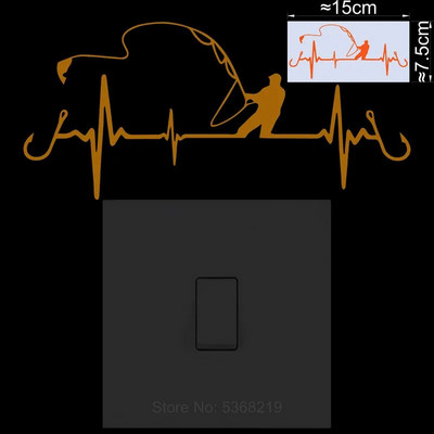 Heart Fishing Glow in the Dark Διακοσμητικό αυτοκόλλητο Φωτεινό αυτοκόλλητο αυτοκινήτου Αυτοκόλλητο βινυλίου Αστεία κινούμενα σχέδια για αγόρι Διακόσμηση τοίχου σπιτιού