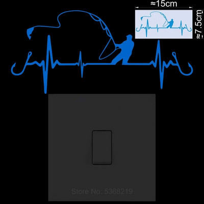 Heart Fishing Glow in the Dark Διακοσμητικό αυτοκόλλητο Φωτεινό αυτοκόλλητο αυτοκινήτου Αυτοκόλλητο βινυλίου Αστεία κινούμενα σχέδια για αγόρι Διακόσμηση τοίχου σπιτιού