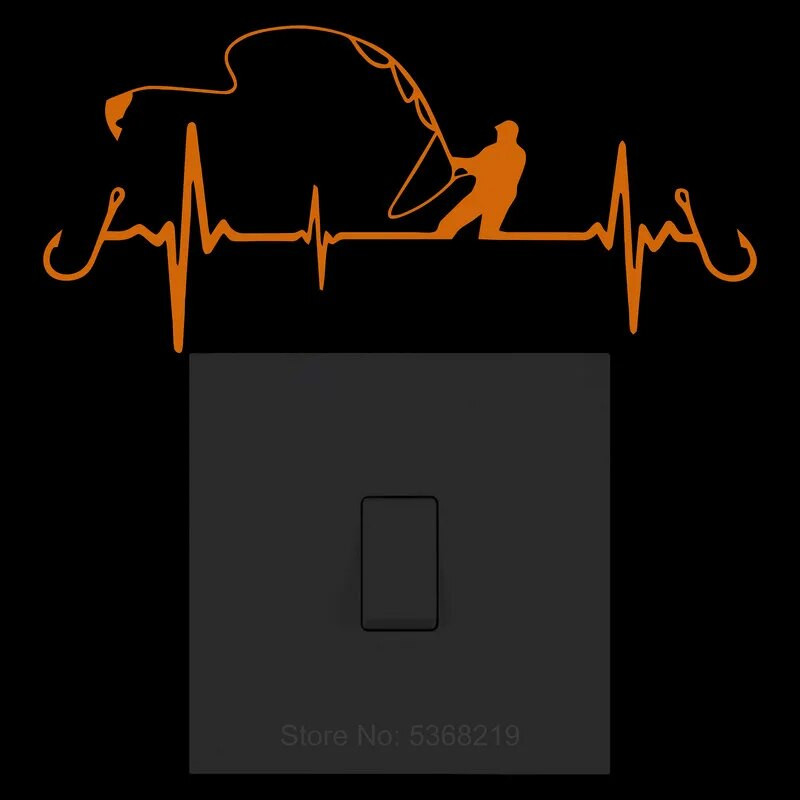 Heart Fishing Glow in the Dark Διακοσμητικό αυτοκόλλητο Φωτεινό αυτοκόλλητο αυτοκινήτου Αυτοκόλλητο βινυλίου Αστεία κινούμενα σχέδια για αγόρι Διακόσμηση τοίχου σπιτιού