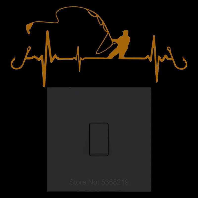 Heart Fishing Glow in the Dark Διακοσμητικό αυτοκόλλητο Φωτεινό αυτοκόλλητο αυτοκινήτου Αυτοκόλλητο βινυλίου Αστεία κινούμενα σχέδια για αγόρι Διακόσμηση τοίχου σπιτιού
