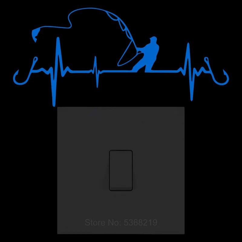 Heart Fishing Glow in the Dark Διακοσμητικό αυτοκόλλητο Φωτεινό αυτοκόλλητο αυτοκινήτου Αυτοκόλλητο βινυλίου Αστεία κινούμενα σχέδια για αγόρι Διακόσμηση τοίχου σπιτιού