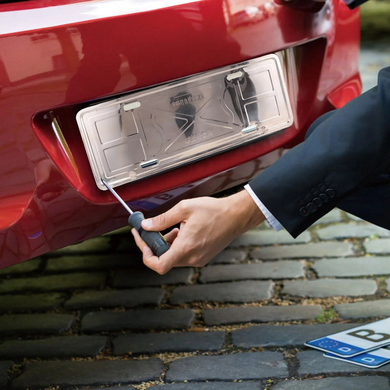 2tk roostevabast terasest numbrimärgi hoidik Auto varuosad Auto varuosad numbrimärgi riiul (hõbe)