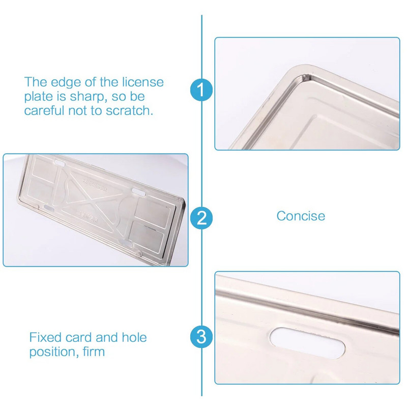 2tk roostevabast terasest numbrimärgi hoidik Auto varuosad Auto varuosad numbrimärgi riiul (hõbe)