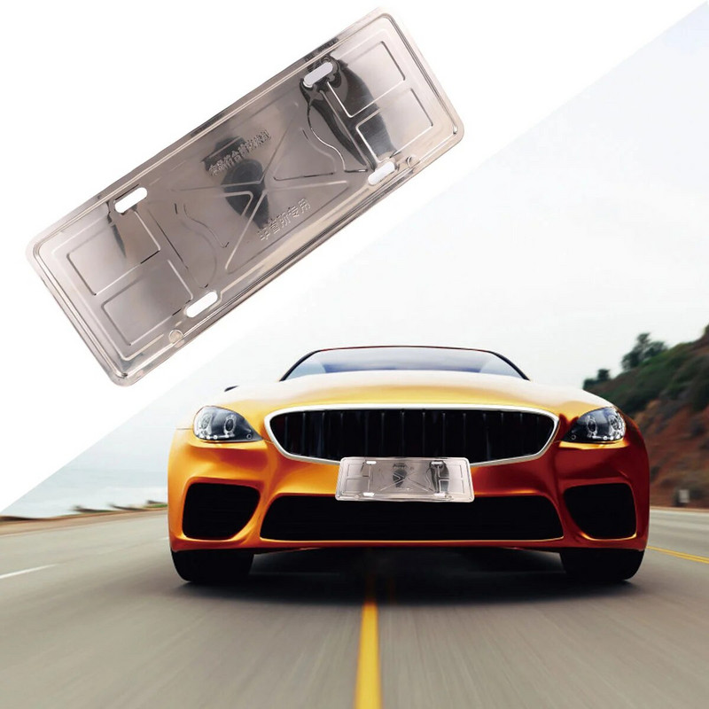 2tk roostevabast terasest numbrimärgi hoidik Auto varuosad Auto varuosad numbrimärgi riiul (hõbe)