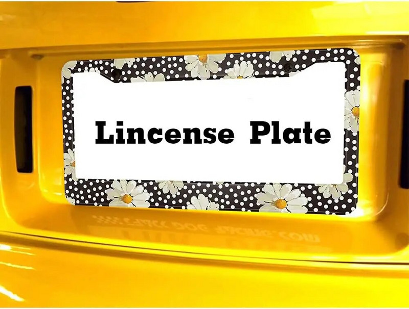 Tratinčice s bijelim točkicama Okvir registarske pločice Cvjetni cvijet Okvir registarske pločice Retro romantični poklopac registarske pločice Držač oznake za automobil