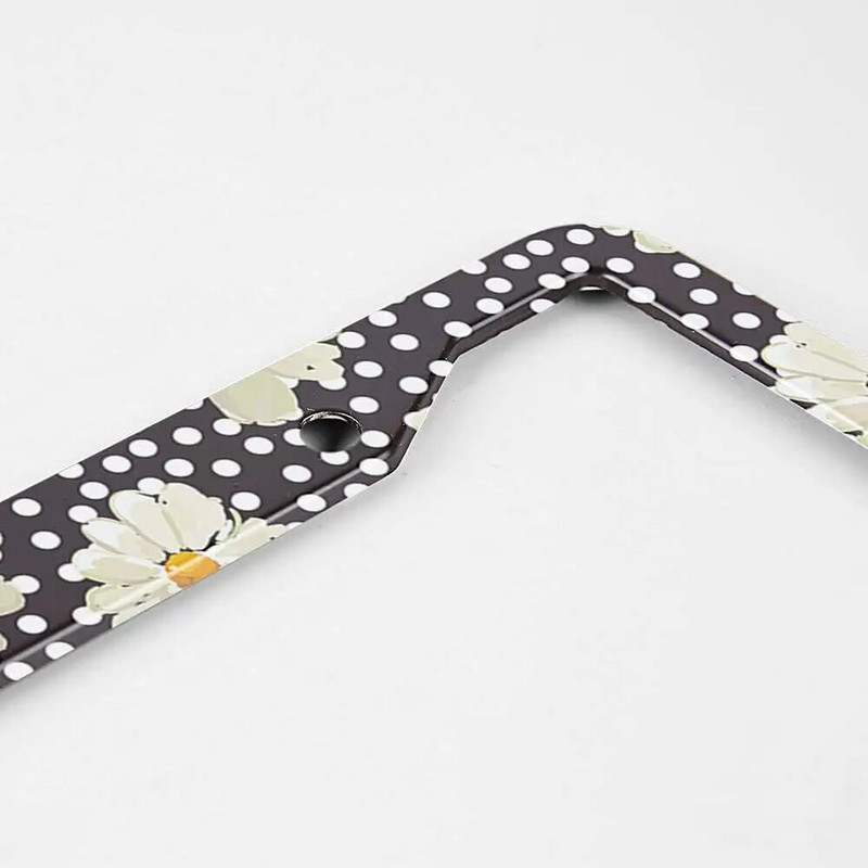 Tratinčice s bijelim točkicama Okvir registarske pločice Cvjetni cvijet Okvir registarske pločice Retro romantični poklopac registarske pločice Držač oznake za automobil