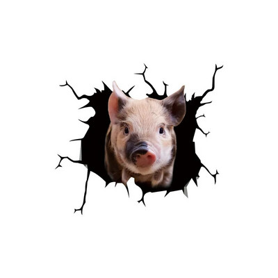 Smiješne 3d auto naljepnice za prozore automobila Svinja Pas Konj Krava Razbijeni prozor Elektrostatske naljepnice Naljepnice za staklo Kupaonski zidni umjetnički dekor