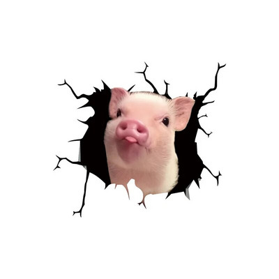 Smiješne 3d auto naljepnice za prozore automobila Svinja Pas Konj Krava Razbijeni prozor Elektrostatske naljepnice Naljepnice za staklo Kupaonski zidni umjetnički dekor