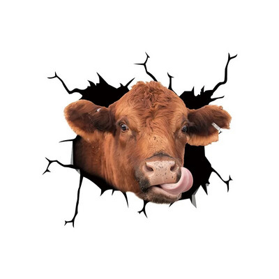 Smiješne 3d auto naljepnice za prozore automobila Svinja Pas Konj Krava Razbijeni prozor Elektrostatske naljepnice Naljepnice za staklo Kupaonski zidni umjetnički dekor