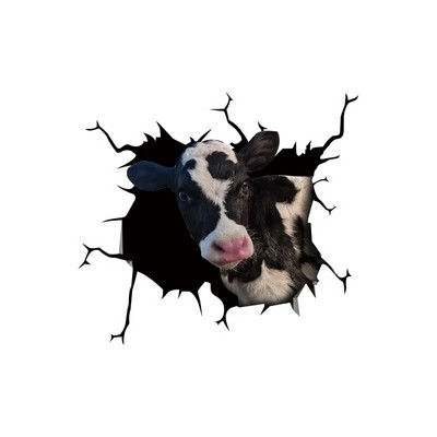 Smiješne 3d auto naljepnice za prozore automobila Svinja Pas Konj Krava Razbijeni prozor Elektrostatske naljepnice Naljepnice za staklo Kupaonski zidni umjetnički dekor