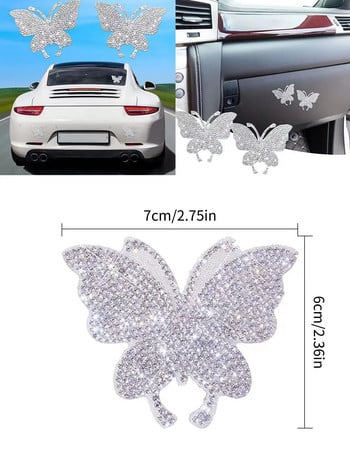 Bling Shiny Rhinestone Butterfly Auto Decal Αυτοκόλλητο Κρυστάλλινο Αυτοκόλλητο Αυτοκινήτου Προφυλακτήρας Παράθυρο Διακοσμητικό φορητού υπολογιστή Εξωτερικά αξεσουάρ DIY