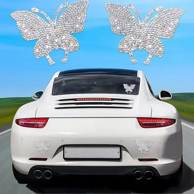 Bling Shiny Rhinestone Butterfly Auto Decal Adhesive Crystal Car Sticker Bumper Window Laptop Decor Exterior Направи си сам аксесоари