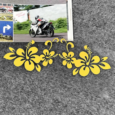 JDM Hawaiian Hibiscus Flower Reflective Αυτοκόλλητο Αυτοκόλλητο Διακόσμηση μοτοσικλέτας σκούτερ αμαξώματος αυτοκινήτου Αξεσουάρ αυτοκόλλητων προφυλακτήρα παρμπρίζ αυτοκινήτου