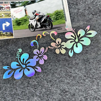 JDM Hawaiian Hibiscus Flower Reflective Αυτοκόλλητο Αυτοκόλλητο Διακόσμηση μοτοσικλέτας σκούτερ αμαξώματος αυτοκινήτου Αξεσουάρ αυτοκόλλητων προφυλακτήρα παρμπρίζ αυτοκινήτου