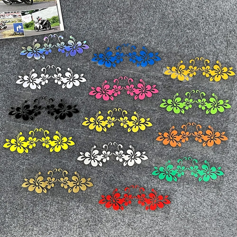 JDM Hawaiian Hibiscus Flower Reflective Αυτοκόλλητο Αυτοκόλλητο Διακόσμηση μοτοσικλέτας σκούτερ αμαξώματος αυτοκινήτου Αξεσουάρ αυτοκόλλητων προφυλακτήρα παρμπρίζ αυτοκινήτου