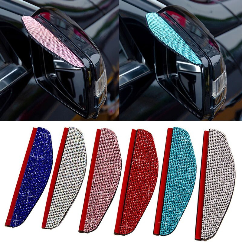 Auto tahavaatepeegli vihmakulmude ilmastikuriba Rhinestone`i auto tagavaate külgmiselt lume päikesesirm vihmakatte kaitse osad tarvikud