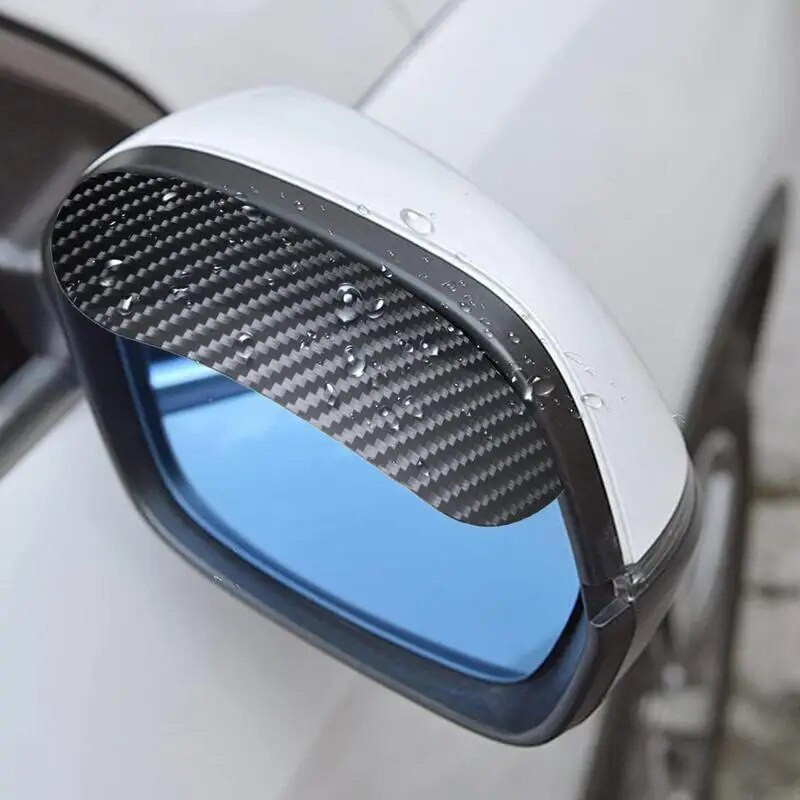 2gab Automašīnas atpakaļskata spoguļu lietus uzacu aizsargs, oglekļa šķiedras automašīnas aizmugures skata sānu sniega saulessargs lietus aizsargs automašīnas spoguļa piederumi