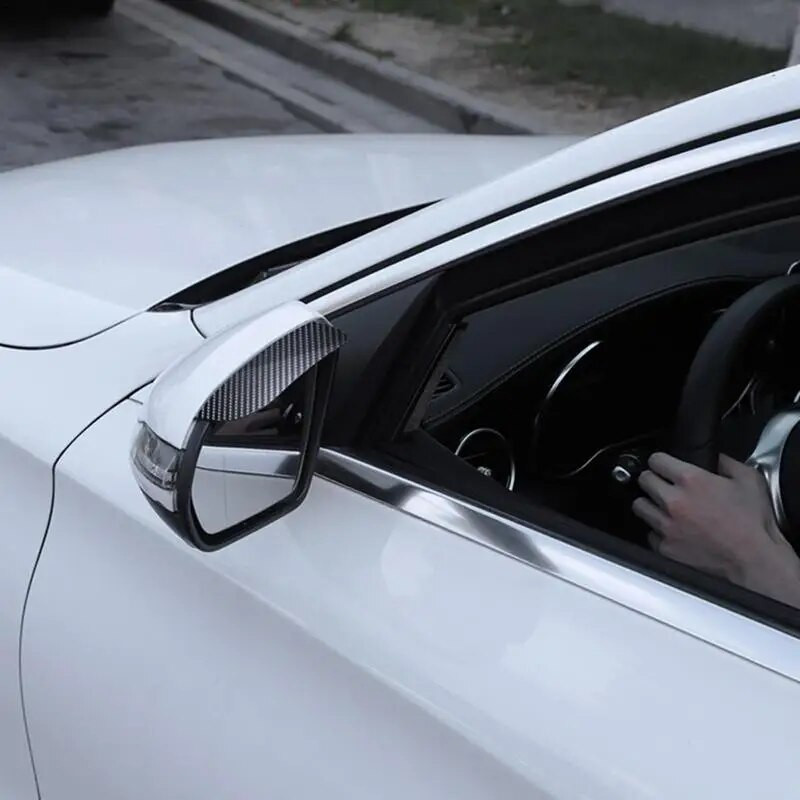 2gab Automašīnas atpakaļskata spoguļu lietus uzacu aizsargs, oglekļa šķiedras automašīnas aizmugures skata sānu sniega saulessargs lietus aizsargs automašīnas spoguļa piederumi