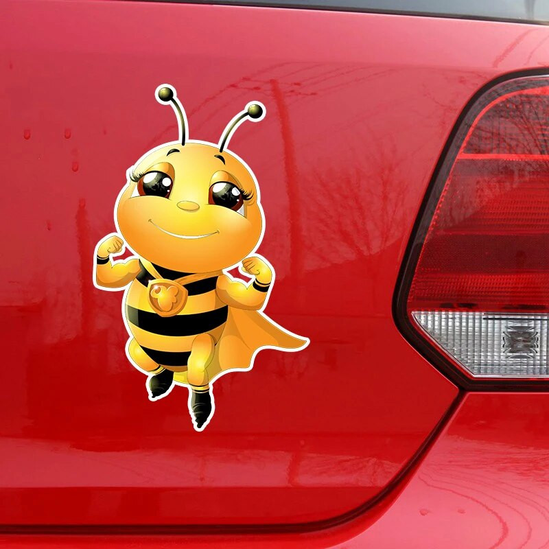 Automašīnas uzlīme Jauka, maza bite multfilma kukaiņu ūdensizturīga vinila uzlīme Automašīnas aksesuāri pašlīmējošs dekors