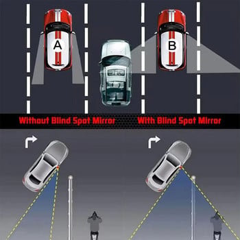 2 ΤΕΜ 360 μοιρών Ρυθμιζόμενος καθρέφτης τυφλού σημείου αυτοκινήτου Βοηθητικός πίσω κυρτός καθρέφτης στρογγυλό πλαίσιο Καθρέπτες ευρείας γωνίας για όπισθεν αυτοκινήτου