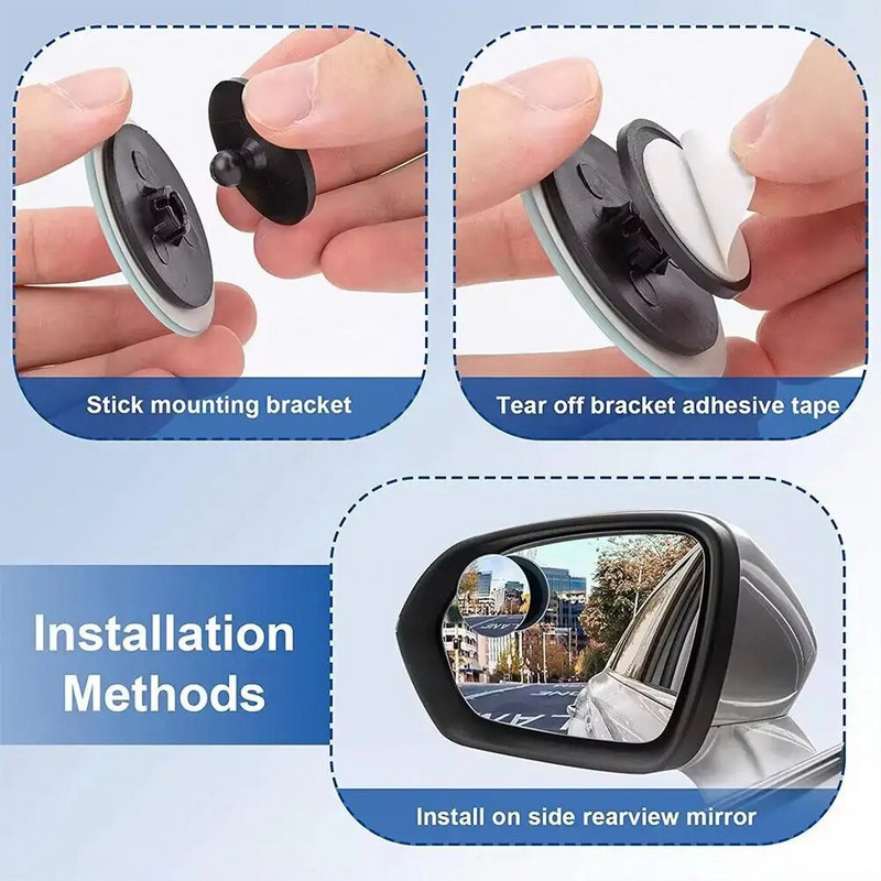 2PC 360 grādos regulējami aklās zonas spoguļi automašīnas aizmugurējā skata izliektā spoguļa apaļā rāmja platleņķa spoguļi automašīnas atpakaļgaitā