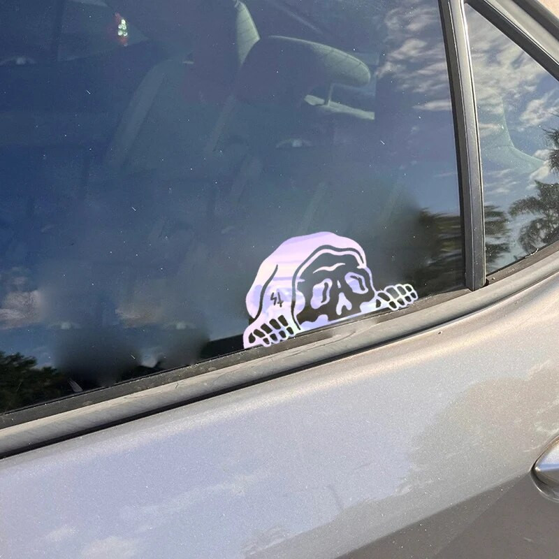 Grim Reaper Lurking Vinyl Sticker Decals Spooky Skeleton Peeker Naljepnice za prozor automobila, branik, ukras za prijenosno računalo