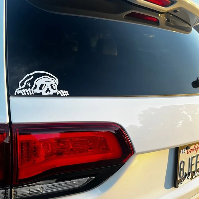 Grim Reaper Lurking Vinyl Sticker Decals Spooky Skeleton Peeker Naljepnice za prozor automobila, branik, ukras za prijenosno računalo