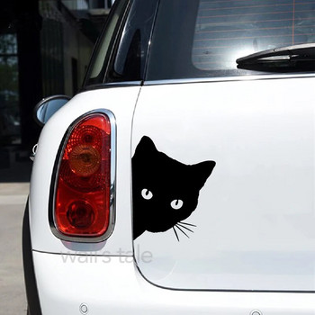 Надничаща котка Винилов стикер Стикери за прозорци на броня на кола, забавни сладки котки Peekers Стикери за лаптоп Телефон Декоративни подвижни стикери