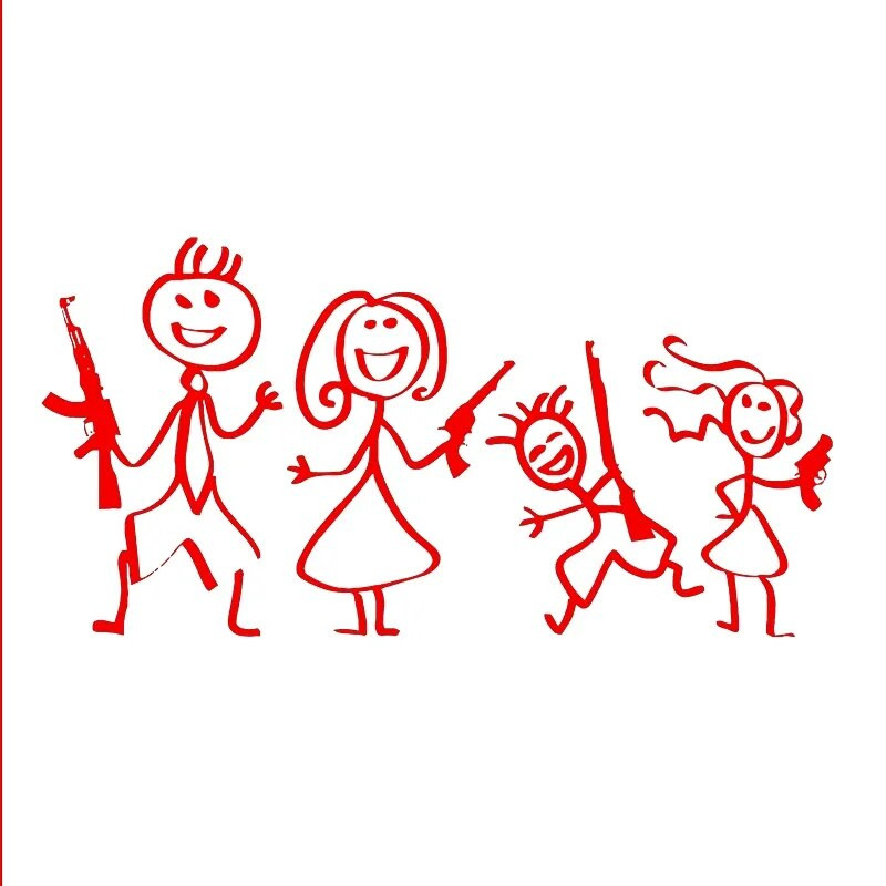 Αυτοκόλλητο αυτοκινήτου Οικογενειακό μοτίβο όπλο με ραβδί Κομψό, χαριτωμένο, χαλκομανίες Εξώφυλλο γρατσουνιές Αυτοκόλλητα anime Αξεσουάρ Caravan Personality, PVC