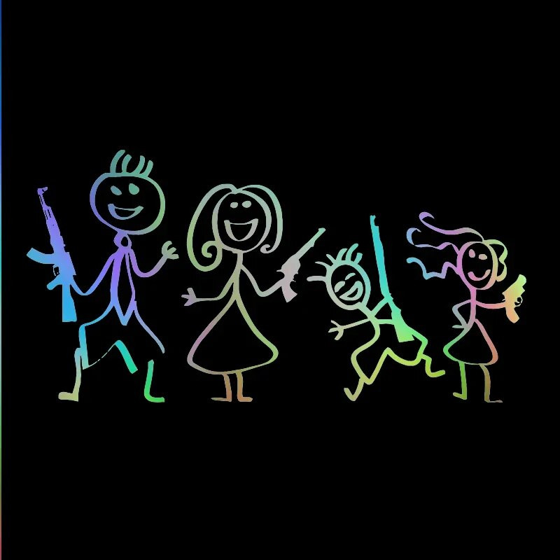 Αυτοκόλλητο αυτοκινήτου Οικογενειακό μοτίβο όπλο με ραβδί Κομψό, χαριτωμένο, χαλκομανίες Εξώφυλλο γρατσουνιές Αυτοκόλλητα anime Αξεσουάρ Caravan Personality, PVC