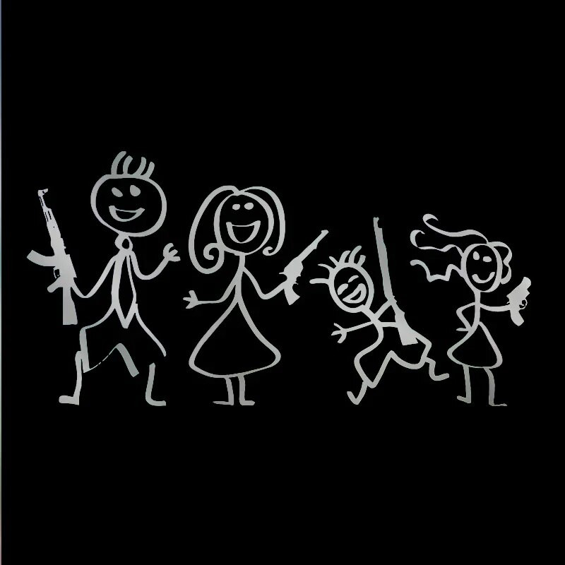 Αυτοκόλλητο αυτοκινήτου Οικογενειακό μοτίβο όπλο με ραβδί Κομψό, χαριτωμένο, χαλκομανίες Εξώφυλλο γρατσουνιές Αυτοκόλλητα anime Αξεσουάρ Caravan Personality, PVC