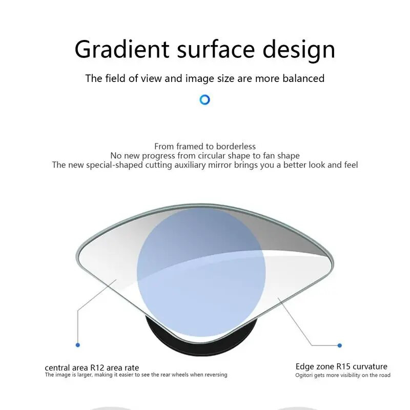 Oldalsó vaktükrök az autóhoz 2db vakfolt tükrök autókhoz, legyező alakú keret nélküli, könnyen lehúzható és tapadó rozsdaálló széles szög