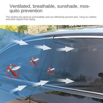 2бр. Сенник за задния страничен прозорец на автомобила UV Protect Shield Mesh Prevent Mosquito Sunshine Защита на поверителността Сгъваема завеса