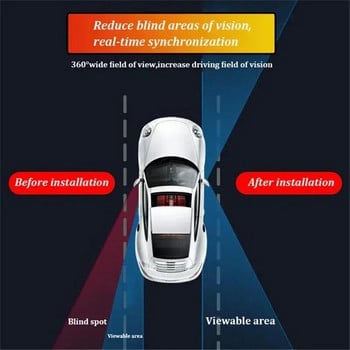 Καθρέπτης οπισθοπορείας αυτοκινήτου Καθρέπτης τυφλού σημείου Εμπρός και πίσω τροχοί 360° Ρυθμιζόμενος ευρυγώνιος ανακλαστικός οπισθοπορείας