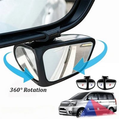 Car Rearview Mirror Blind Spot Mirror Front and Rear Wheels 360° Adjustable Wideangle Blind Spot Reflective Reversing