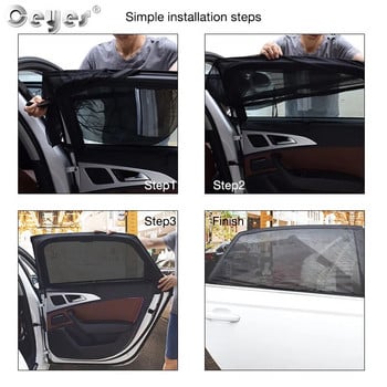 Ceyes 2бр. Сенник за задния страничен прозорец на автомобила UV Protect Shield Mesh Prevent Mosquito Sunshine Privacy Protection Сгъваема завеса