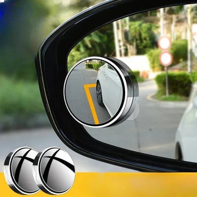 2vnt Automobilio galinio vaizdo veidrodis aklosios zonos atbulinės eigos veidrodėlis Automobilio pagalbinis galinio vaizdo veidrodėlis 360° besisukantis plačiakampis akloji zona